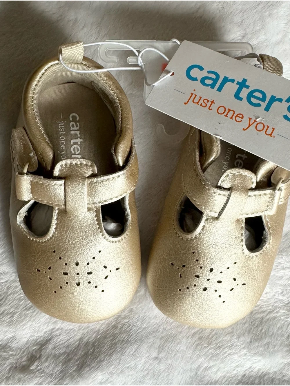 Carter's Metallic Gold T-Strap Baby Shoes